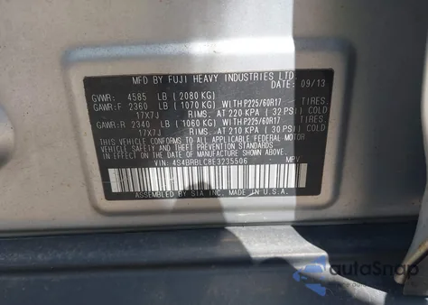 2014 Subaru Outback 2.5I Limited из США, поврежденный, VIN 4S4BRBLC8E3235506